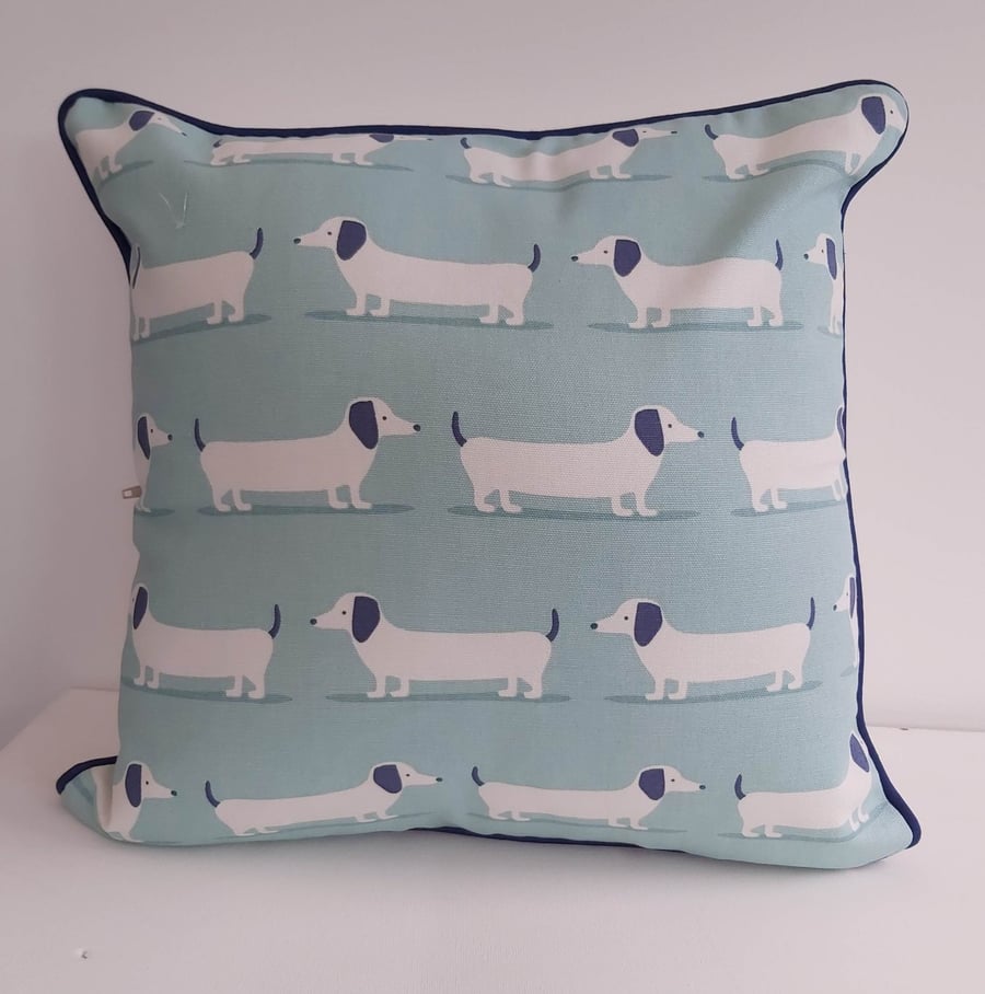 SALE Dachshunds  Cushion Cover with Navy Piping