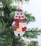 Embroidered Lace Polar Bear Christmas Ornament