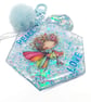 Flower Fairy Bag Charm or Keyring in Holographic Blue - Image 2
