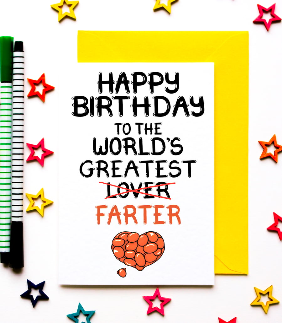 Funny Fart Birthday Card For Husband, Wife, Boyfriend, Girlfriend, Friend