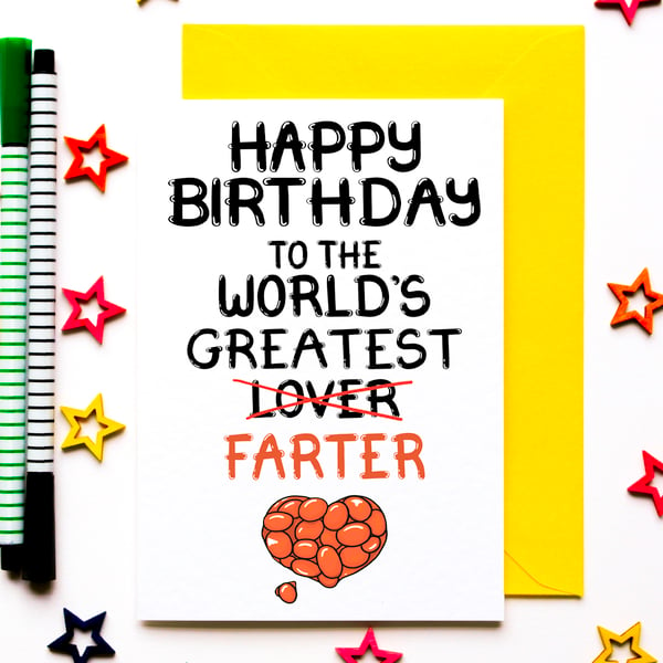 Funny Fart Birthday Card For Husband, Wife, Boyfriend, Girlfriend, Friend