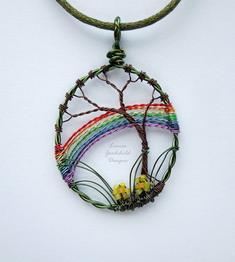 Rainbow deals tree necklace
