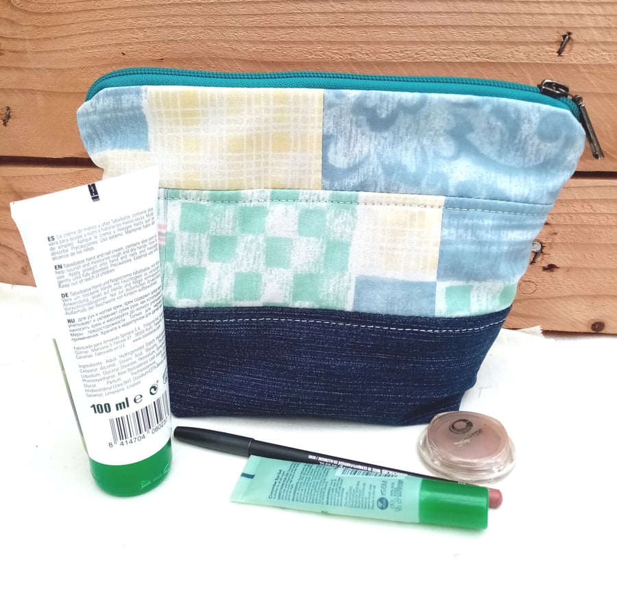 Make up Bag, Zipped Pouch, Handmade Large Pouch, Travel Pouch
