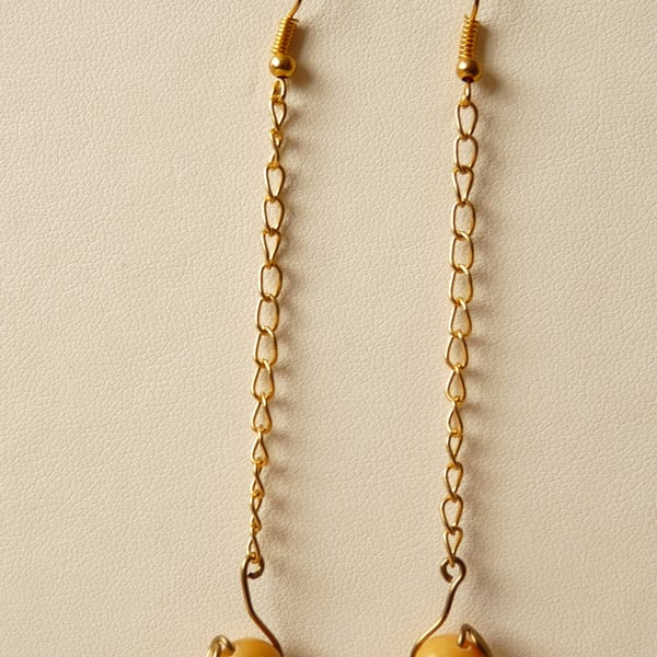 Yellow QuartziteChain Drop Earrings - Genuine Gemstone