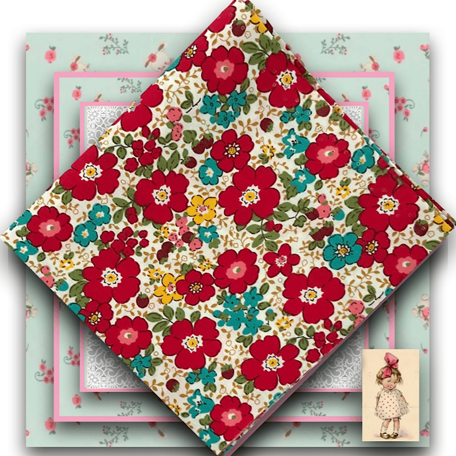 Pretty Red Flowers Fat Quarter 