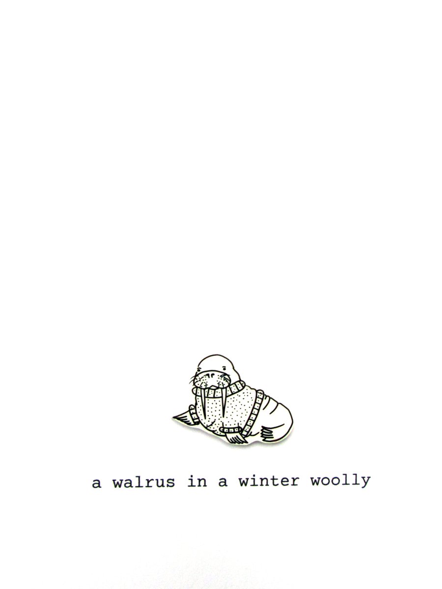 card - a walrus in a winter woolly