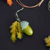 Unique hand-painted acorn decoration (spring green)