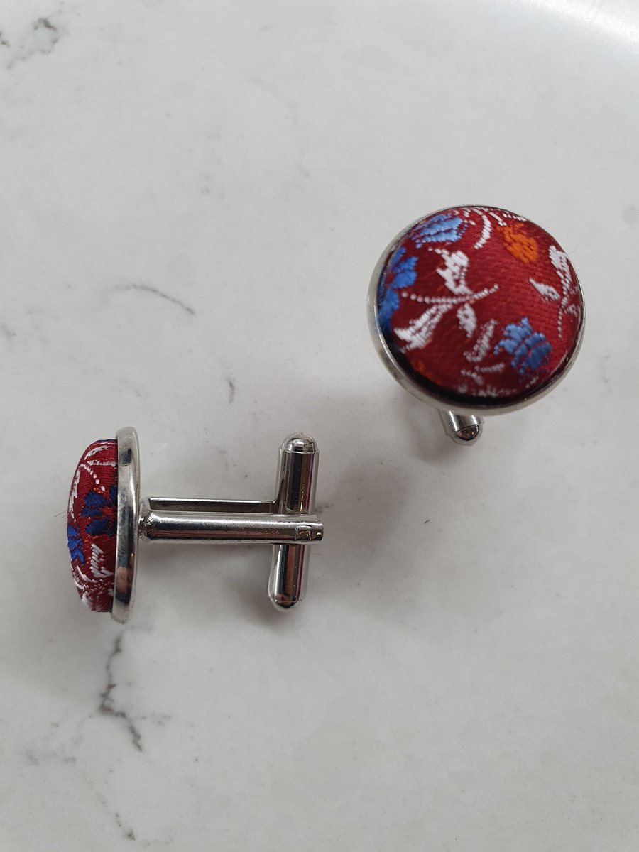 fabric cufflinks, gift for him, unique cuff links, upcycled vintage fabric, men'