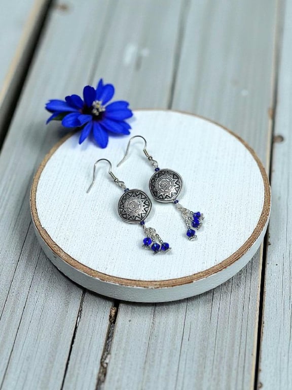 Tibeten silver styled earrings, boho jewellery