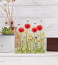 Floral Poppy Meadow Tealight Holder; Freestanding Poppies Picture Tile