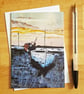 Low Tide Fishing Boat Card - Coastal Acrylic Painting Art Card