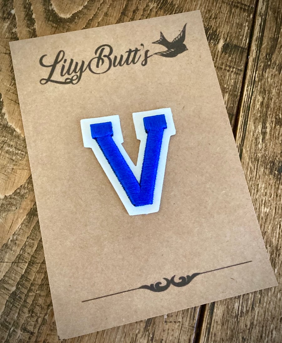 Embroidered Iron on Patch - Letter V