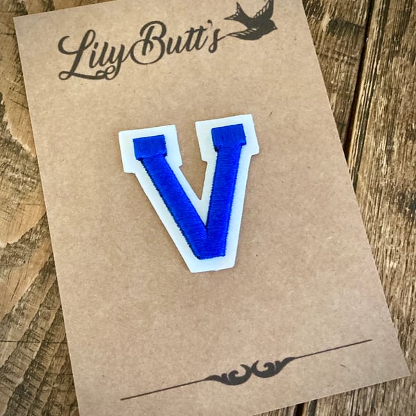 Embroidered Iron on Patch - Letter V