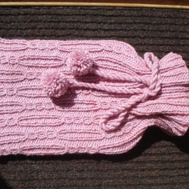 Dusky Pink Hand Knitted Hot Water Bottle Cover (R827)