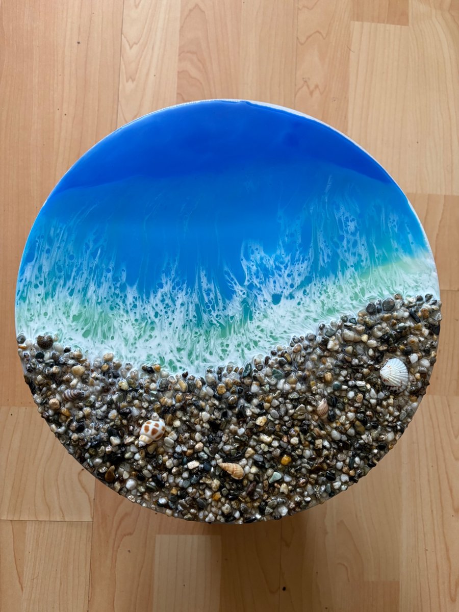 Handmade Ocean Resin Wall Art – 30 cm Coastal Décor