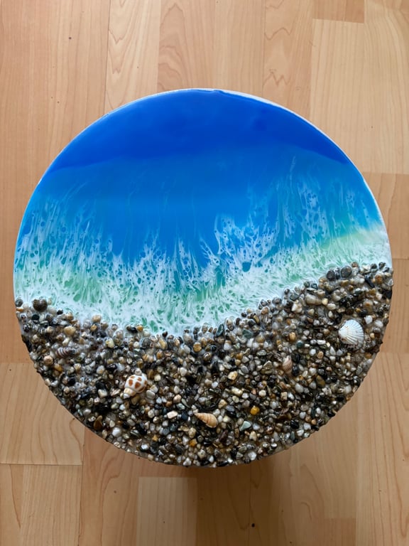 Handmade Ocean Resin Wall Art – 30 cm Coastal Décor