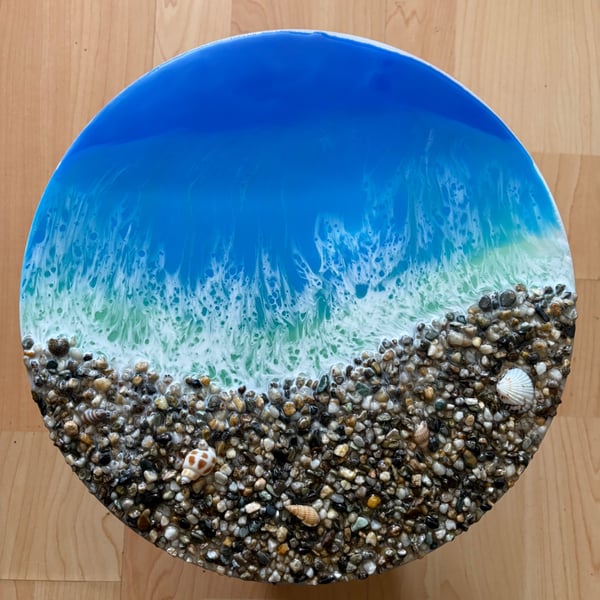 Handmade Ocean Resin Wall Art – 30 cm Coastal Décor