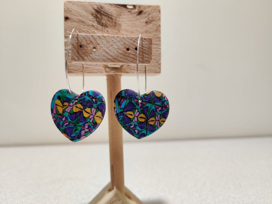 Eclectic papillon heart hoop earrings 