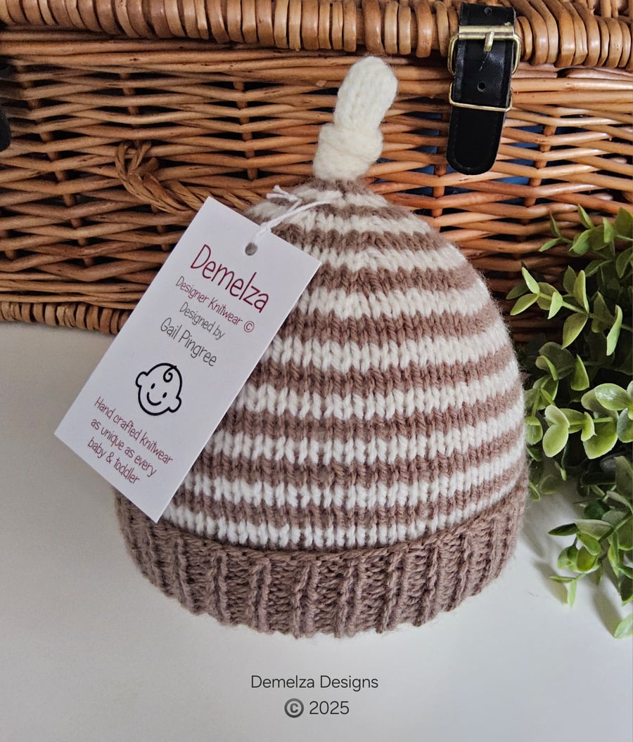 Hand Knitted Baby Pixie Beanie Hat  0-6 months size 