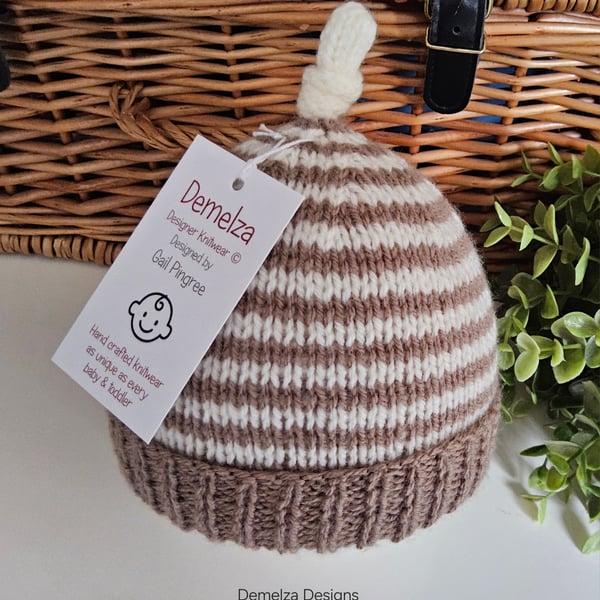 Hand Knitted Baby Pixie Beanie Hat  3-9 months size 