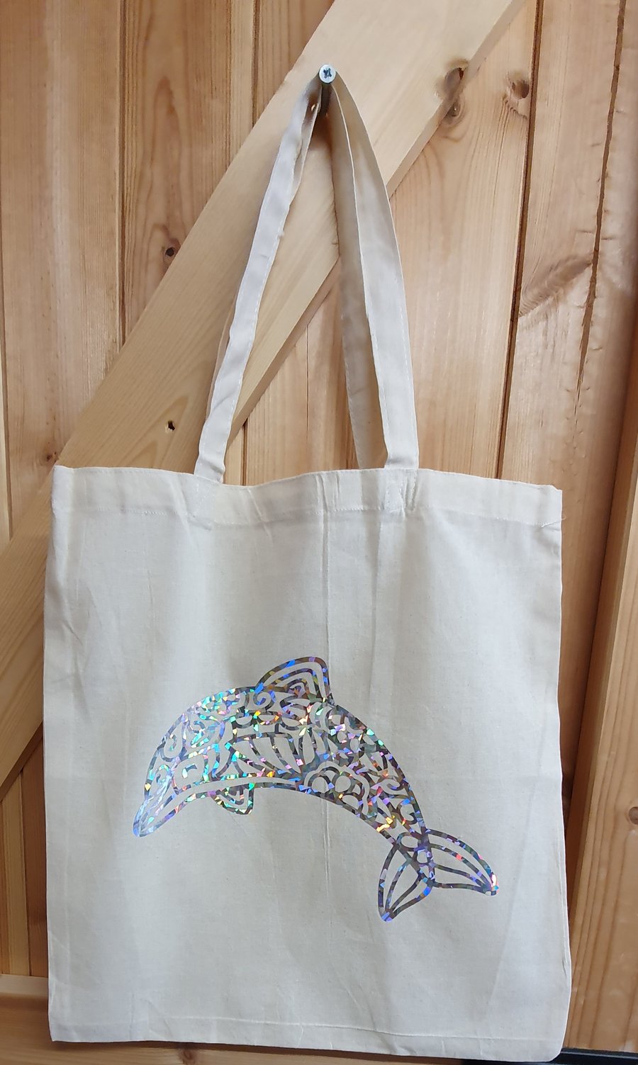 Cotton Tote Bag  - Holographic Dolphin 