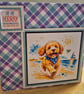 Handmade Birthday Greeting Card with Dog on a beach