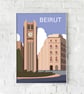 Beirut retro travel poster, Beirut city art print, Lebanon travel poster - Image 5