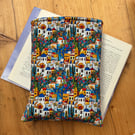  Mediterranean Village Style Quilted Fabric Book Sleeve - Hardback Size