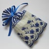Blue and White Striped and Floral Lavender Sachet