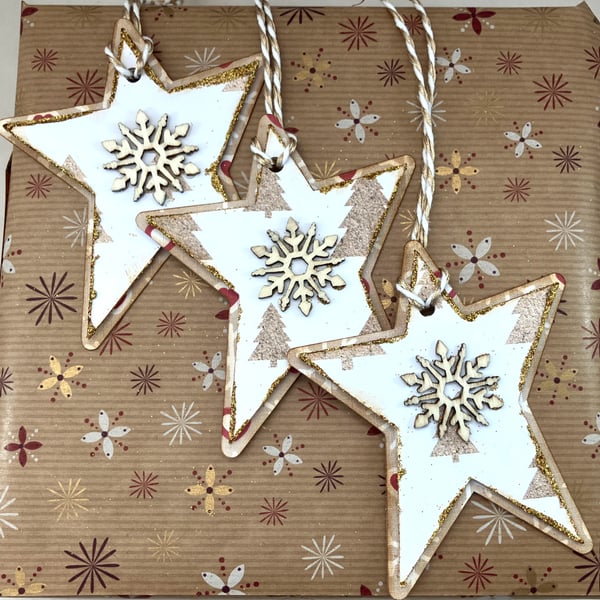 Handmade star shaped Christmas gift tags