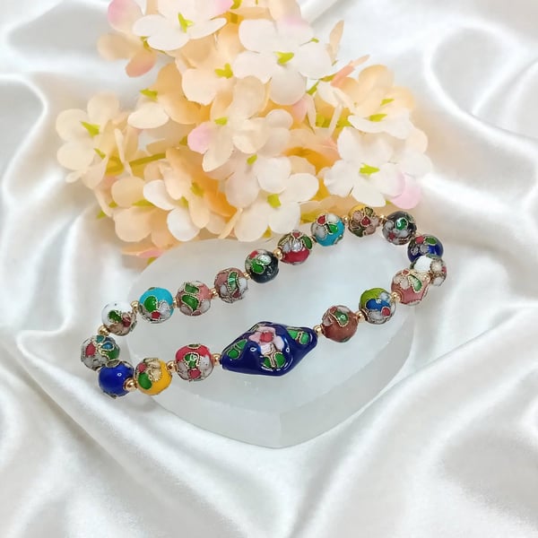Cloisonne Bead Bracelet