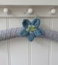 Coat hanger Clothes hanger - silver with teal poppy flower - Image 1