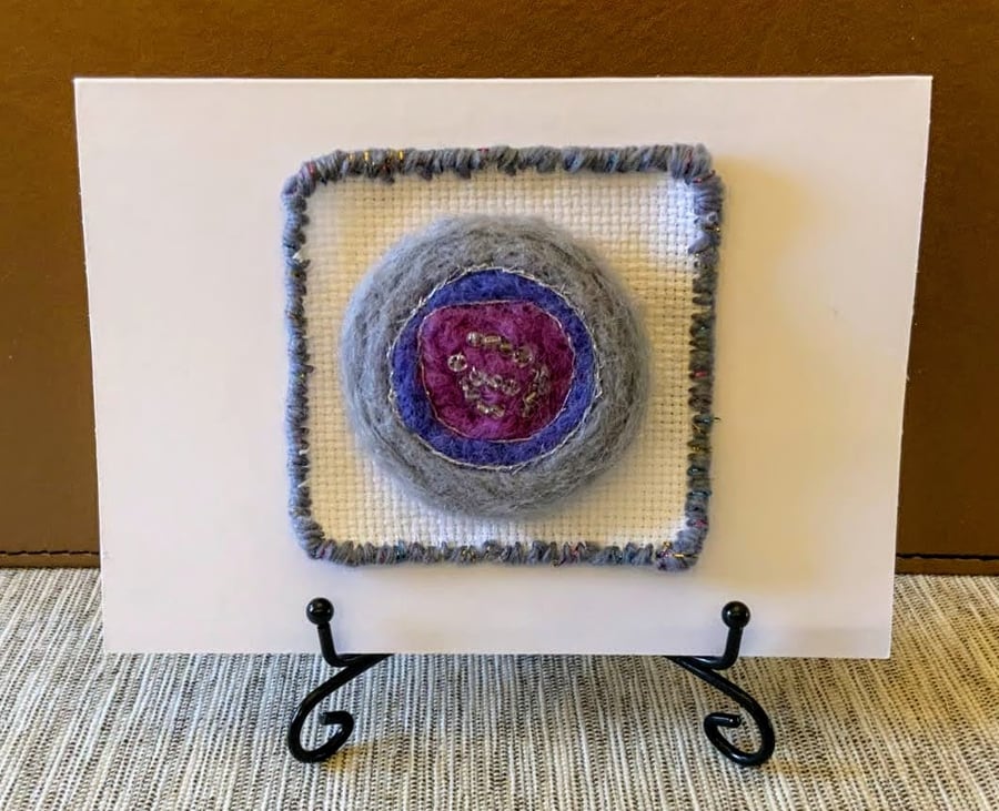 Merino Wool Felted Brooch on Christmas card