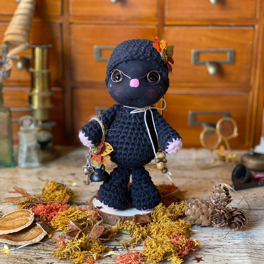 Mr Maurice Mole - Collectable Handmade Fae - Crochet Critter - Heirloom Art Doll