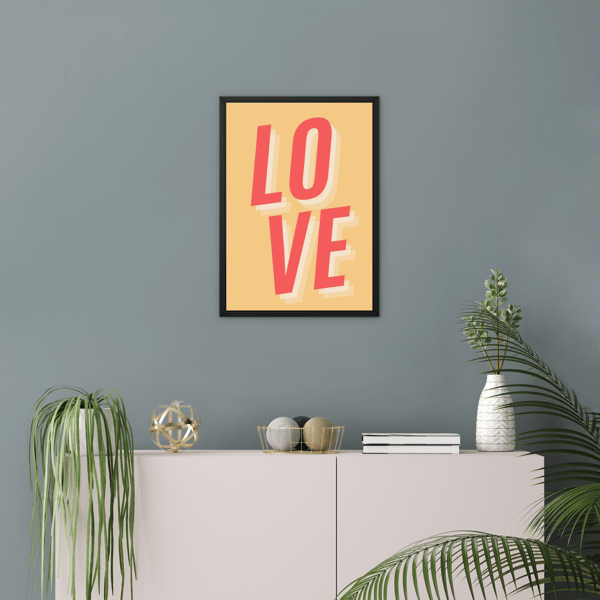 Love typography wall art print A4