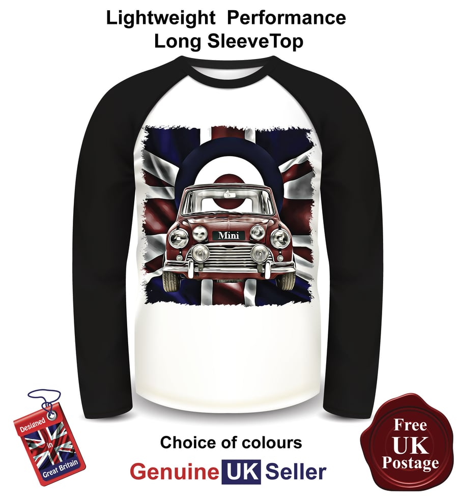 Mini Cooper Long Sleeve Mens T Shirt, Old Mini Top, Mens Mini Top