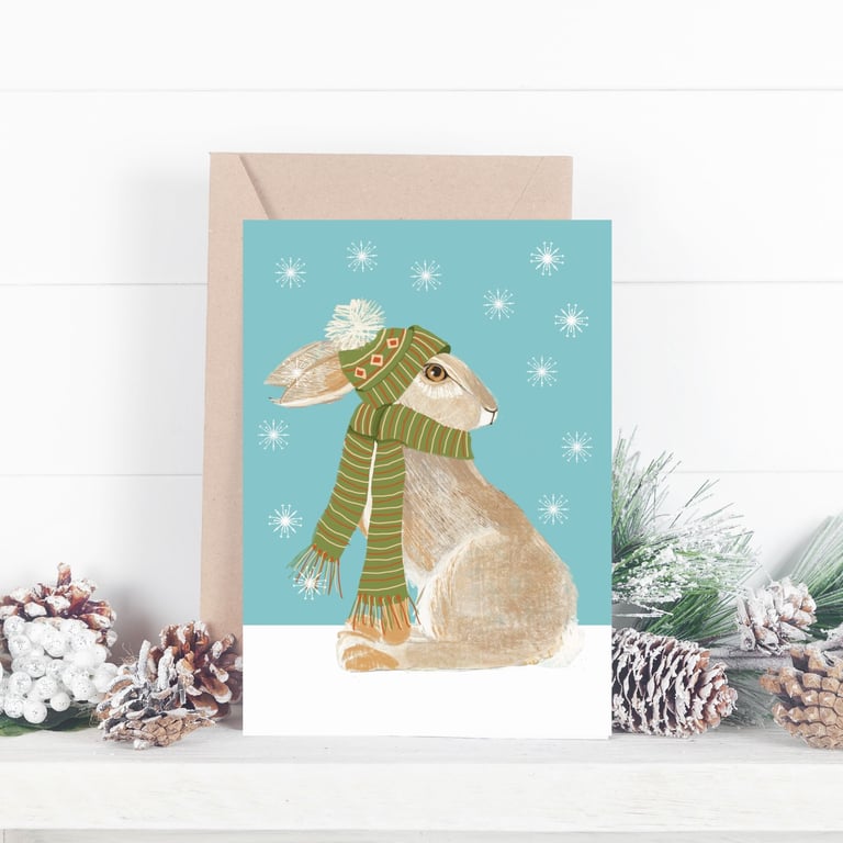 Christmas card Hare Wildlife Blank card