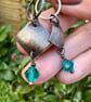 Dainty Vintage Dangle Earrings with Faceted Turquoise Crystals - Image 2