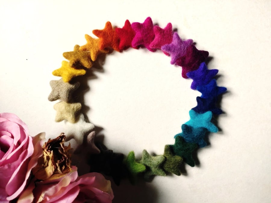 Felt Star Garland, Rainbow Colours, Eclectic Bohemian Interiors