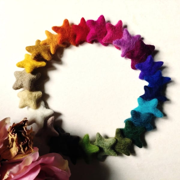 Felt Star Garland, Rainbow Colours, Eclectic Bohemian Interiors