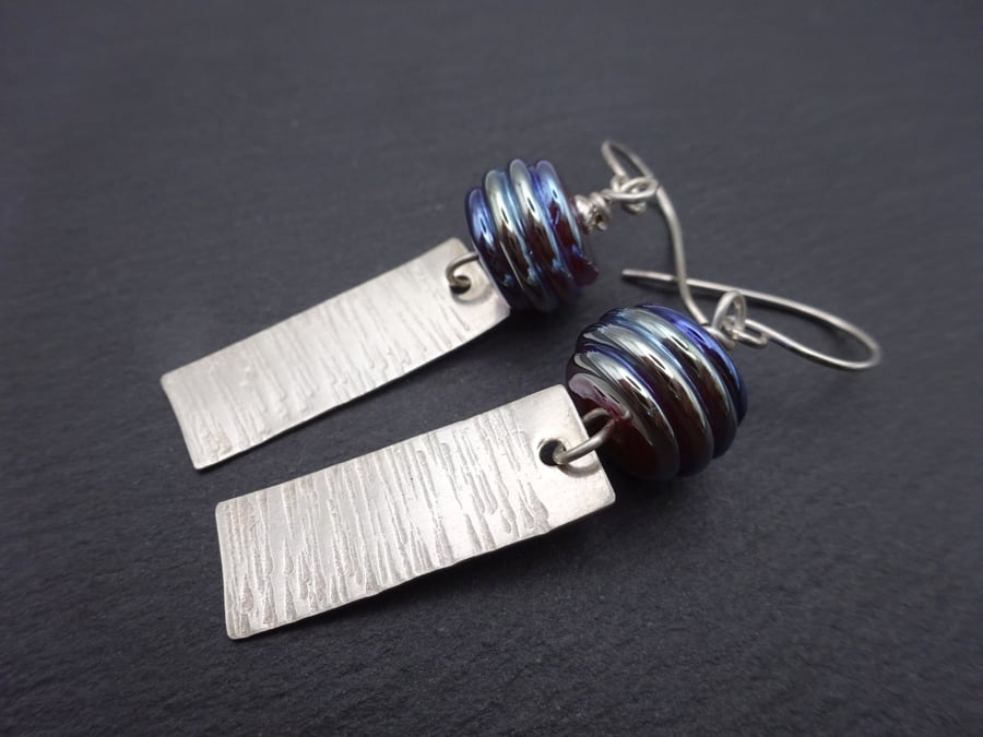 sterling silver earrings, lampwork glass beads