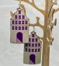 White Dutch Style House Recycled Tin Earrings with Silver - Image 4