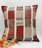Red themed patchwork cushion cover,  envelope backed.   - Image 7