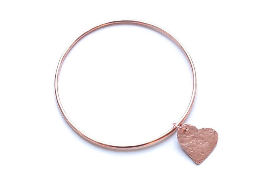 Copper bangle, stacking bangles, heart bangle, valentine's gift