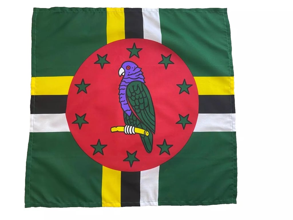21" x 21" (54 x 54 cm) Dominica Dominican Parrot Flag Bandana Head Scarf