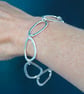 Hallmarked silver bracelet, hammered silver, large links - Image 5