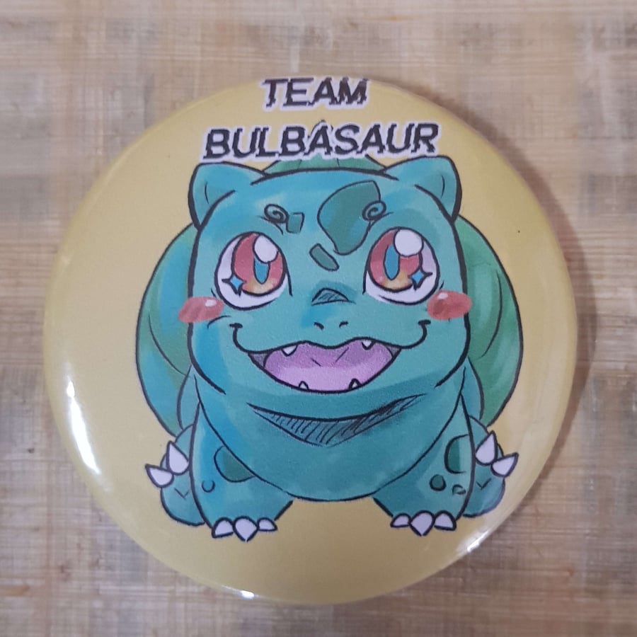 Team Bulbasaur pokemon button badge