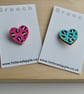 Painted Leopard Print Wooden Heart Brooch - Image 5