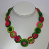 Lime, hot pink and green button necklace FREE UK SHIPPING