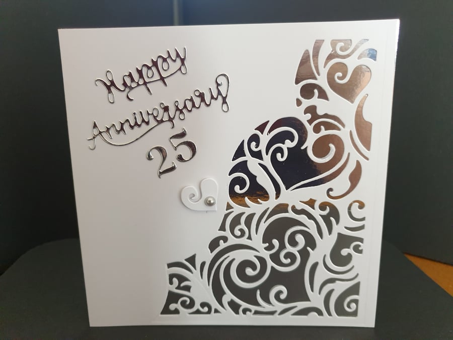 Silver Wedding Anniversary die cut card